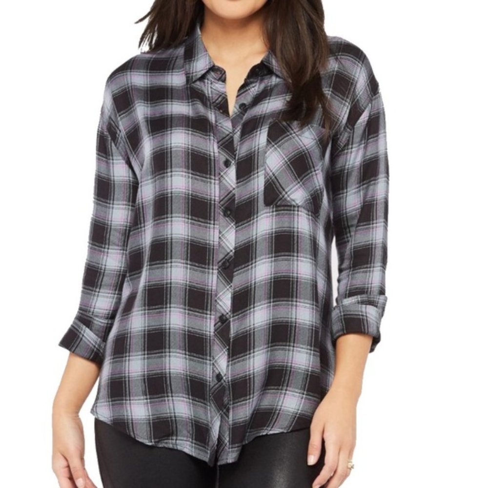 Evereve Light Flannel Plaid Button Down Shirt